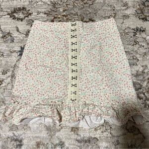 Urban Outfitters Floral Mini Skirt - Cream and Pink